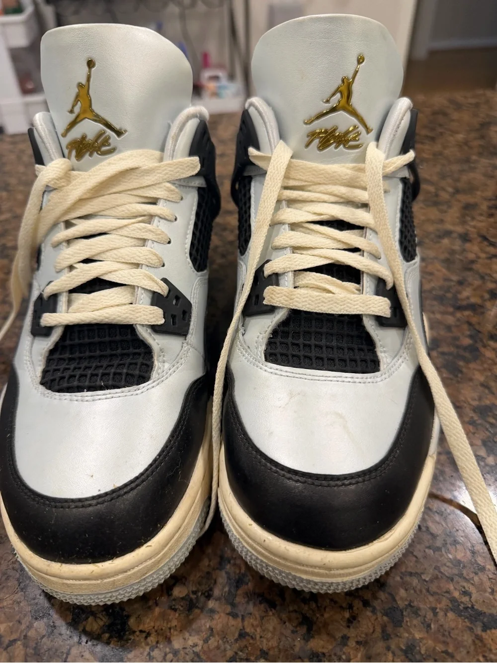 Jordan High-Top Sneakers in White, Black, Cream